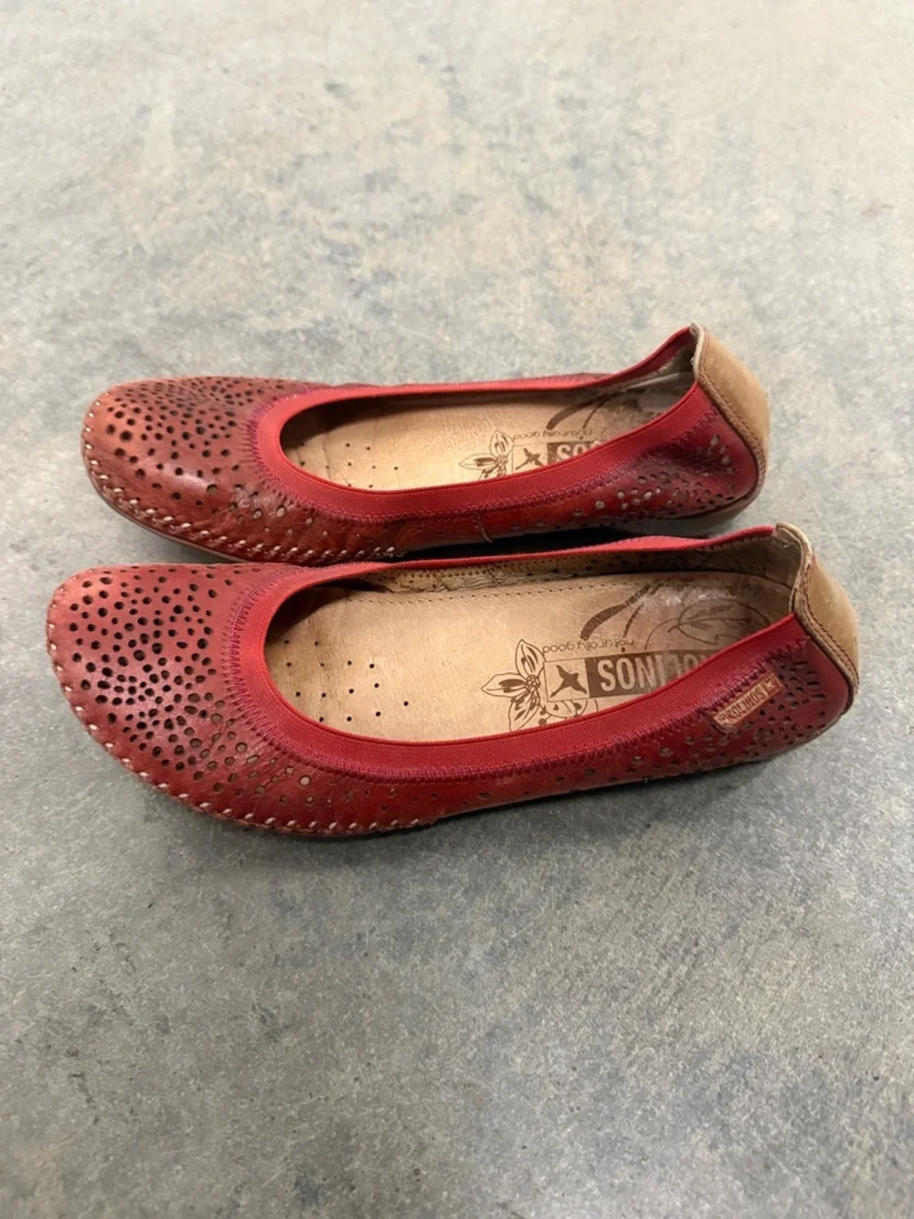 Women’s Red Perforated Leather Ballet Flats